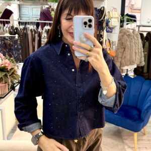 Giubbino camicia denim strass borchie