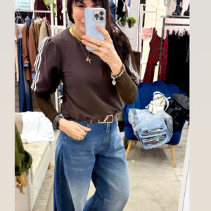 Felpa motel bande laterali manica palloncino