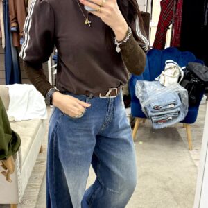 Motel Felpa manica sbuffo con banda laterale