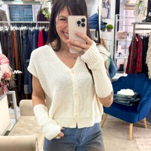 Cardigan in cotone con manicotti Susy mix