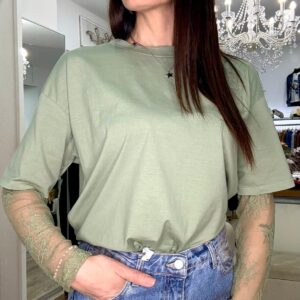 T-shirt in cotone con maniche pizzo Susy mix