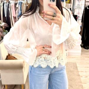 Camicia cotone e pizzo San gallo Susy mix