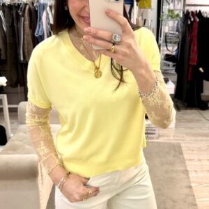 Maglia V cotone gialla