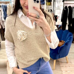 Gilet motel fiore ricamato