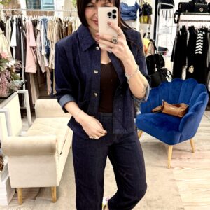 Pantalone denim a completo con giacca