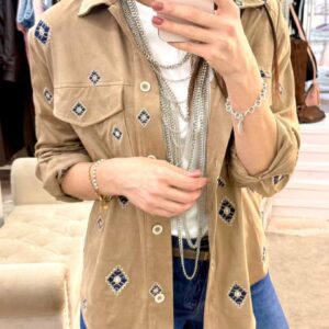 Camicia in Suede con rimani realizzati in denim Susy mix