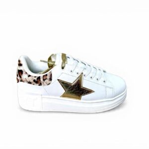 Sneakers Bianca animalier e stella Shop art