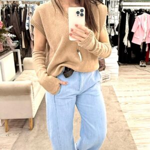 Maglione in filo di cotone manicotti Motel