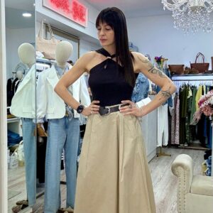 Gonna in cotone con cinta Only