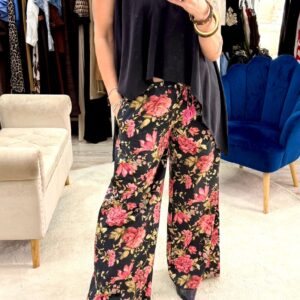 Pantalone fiorato con coulisse