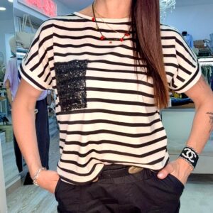 T-shirt righe con taschino Susy mix