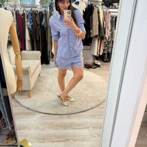Shorts cotone rigato e applicazioni