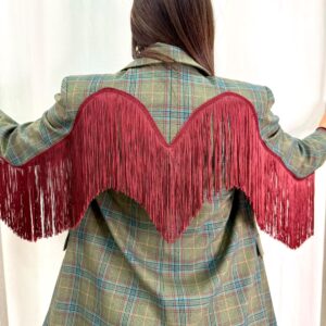 Blazer check con frange Tensione in