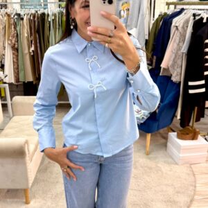 Camicia 100% cotone con bottoni di perle Only